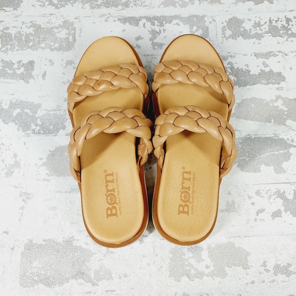 Born Fressia Light Braided Tan Slip On PLatform Sandals H571 - Picture 8 of 13